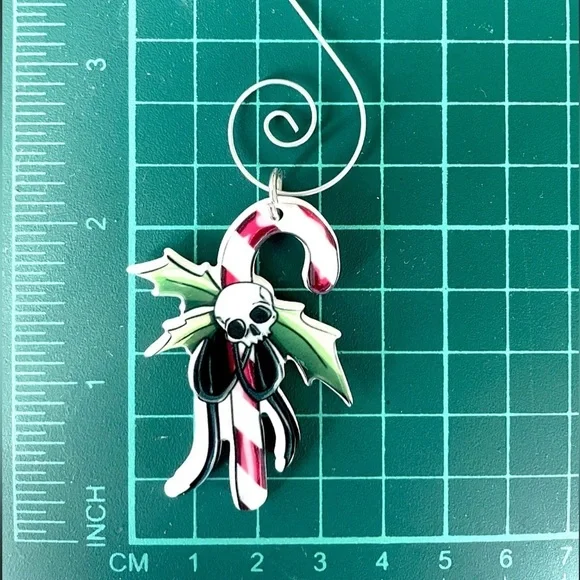 Skull Candy Cane Christmas Tree Ornament, Goth Xmas, NWT - Picture 2 of 5